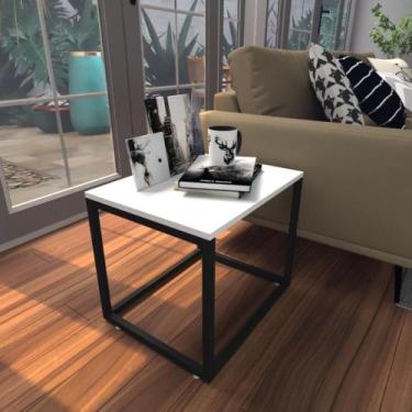 Imagem de Mesa Lateral Branca Aparador De Sofa Sala Mesa Lateral Cama - BeB