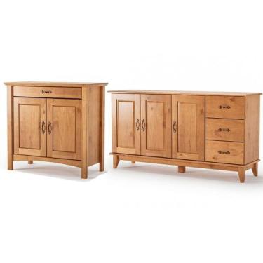 Imagem de Kit Balcão 3 Portas e Buffet Aparador 100% Madeira Bellina - MPO Móvei