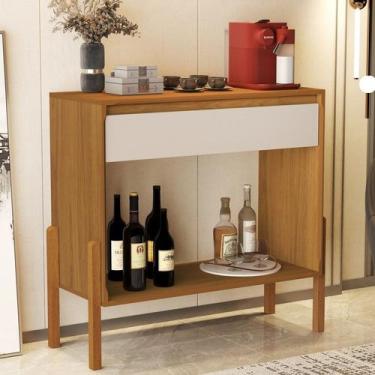 Imagem de Aparador Hall de Entrada Líbano MDF 1 Gaveta Pés em Madeira Cor:Preto/