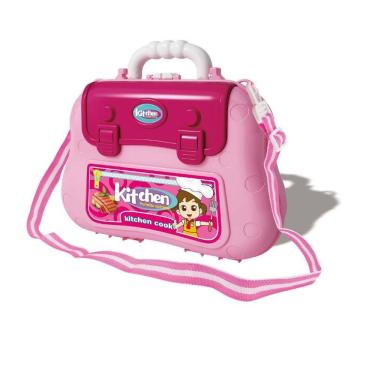 Imagem de Brinquedo Maleta Infantil Bancada Mini Chef de Cozinha Portátil 2 em 1 