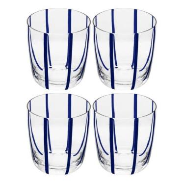 Imagem de Conjunto 4 Copos Vidro Azura Listras Azul 300ml Wolff