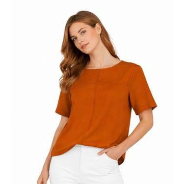 Imagem de Blusa Feminina Com Recortes Frontais Infinita Cor Marrom, M, Marrom