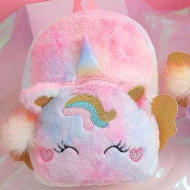 Imagem de Mochila Infantil OEM Mochila Bolsa de Pelúcia de Unicórnio para Meninas Escola Multineo...