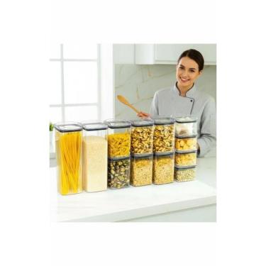 Imagem de 12 Potes Herméticos Cozinha 450ml/950ml/2,2L Transparentes - Congratul
