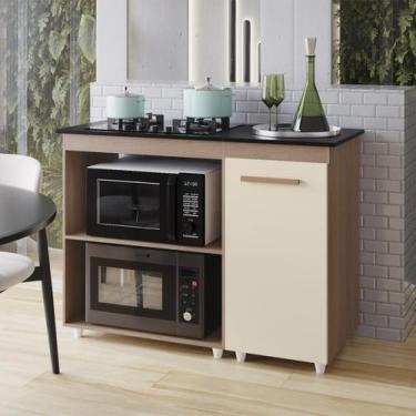 Imagem de Balcão Cooktop Sara 115cm Para Cozinha Espaço Microondas Armário - Mob
