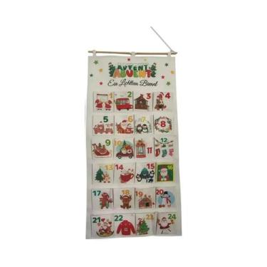 Imagem de Calendário Do Advento De Natal Com 24 Bolsos Numerados, Organizador Su