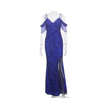Imagem de Vestido Longo De Festa Com Decote V, Sem Mangas, Costas Abertas, Com M