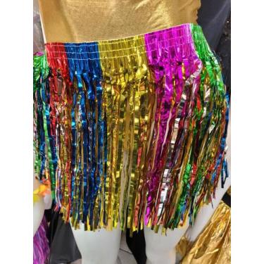 Imagem de Saia fita metalizada fitilho colorido para carnaval - Jfl.acessorios