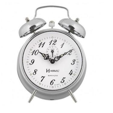 Imagem de Relogio despertador herweg 2380 207 cromado picoteado