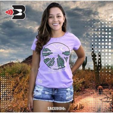 Imagem de Camiseta feminina (cacto roxo) TAM M - Dani country , Roxo