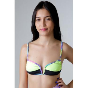 Imagem de Top V Liso Amarelo Neon/ Preto Alça Tay Day - Leahmar, G