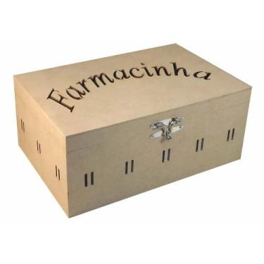 Imagem de Caixa farmacinha laser passa fita 23,5x18,5x11,5 cm - mdf cru artesana