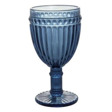 Imagem de Cj Tacas De Vinho 230 Ml De Vidro Azul Desenhada - Incasa