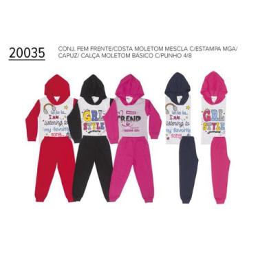 Imagem de Conjunto Infantil Feminino Blusão e Calça Moletom 4 ao 8 - Visual Radi