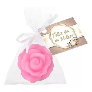 Imagem de Kit Lembrancinhas Sabonetinhos Rosinhas Dia das Mães Mulher Outubro Rosa Glicerinado 30un Rosa OEM
