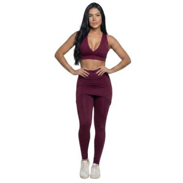 Imagem de Conjunto Top Bojo e Calça Saia Vekyo Tapa Bumbum Roupa Para Academia M