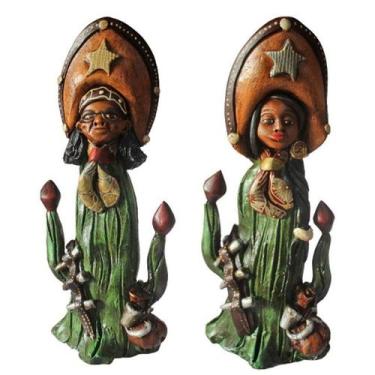 Imagem de lampião e maria bonita em barro escultura arte 91 - Karua