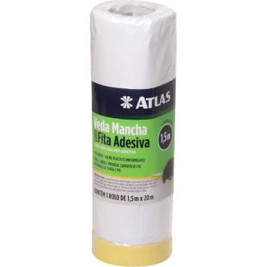 Imagem de Filme Veda Mancha com Fita Crepe AT2220-150 1,5mx20m Proteção para Pintura Pincéis Atlas