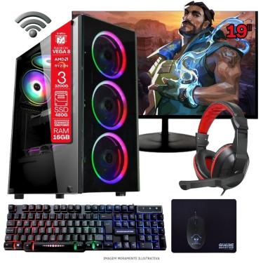 Imagem de Computador Gamer Home Office AMD Ryzen 3 3200G 16GB DDR4 SSD 480GB Windows 11 Monitor 19" Tob Computers