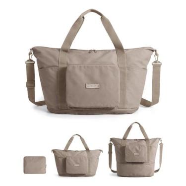 Imagem de Bolsa de viagem dobrável BAGSMART 37 L resistente à água, cor camelo
