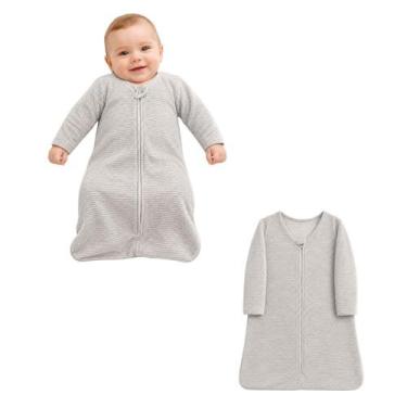 Imagem de Saco de Dormir Bebê com Manga Longa Zíper Tecido Plush Cinza - G - Min