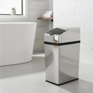 Imagem de Lixeira Automática Sensor Inox Polido 3 Lts Litros Quadrada - Kazalind