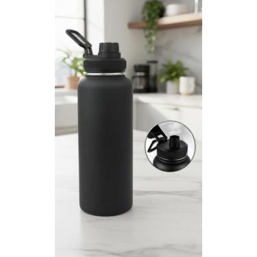 Imagem de Garrafa Térmica Aço Inox 1200ml Preta Fosca Pressão - Congratulations 