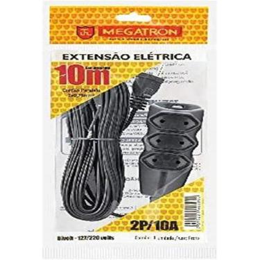 Imagem de Extensão Tri Cabos Paralelos 2x0,75mm 10m Preto Megatron