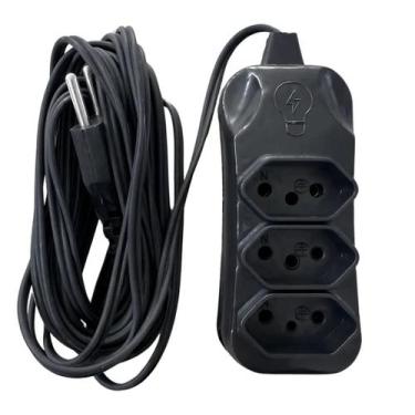 Imagem de Extensão 5 Metros Com 3 Tomadas Elétricas 2 Pinos Bivolt 10a - PLUG PL