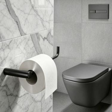 Imagem de Porta Papel Higiênico Redondo Orion Para Banheiro Acessório Preto Fosc