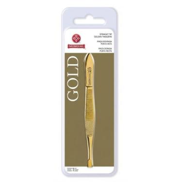 Imagem de Pinça Mundial Gold Ponta Reta Dourada com 1 Unidade