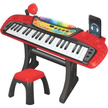 Imagem de Teclado Musical Infantil 37 Teclas Ritmos Microfone E Banco - Zoop Toy