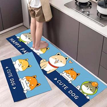 Imagem de Conjunto de tapetes antiderrapantes de cozinha e tapetes de corredor, conjunto de tapete de borracha durável, tapete de chão lavável na máquina 51 x 78 cm