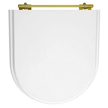 Imagem de Assento Sanitario Poliester Calypso Branco Para Vaso Incepa Com Ferragem Dourada