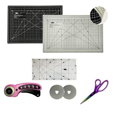 Imagem de Apoio Corte 30x45 Preto e Cinza Cortador 45mm 2 Laminas Régua 15x30 Tesoura de Titânio (Cortador Rosa)