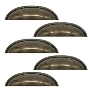 Imagem de 5 Puxador Armário Colonial Meia Lua Concha Bronze Ouro Velho (Ouro Velho)