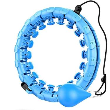 Imagem de Argola de hoola inteligente com peso para adultos e crianças que se exercitam, 2 em 1 para abdômen, fitness, emagrecedor, com 24 nós destacáveis, bola giratória automática de peso ajustável (azul)