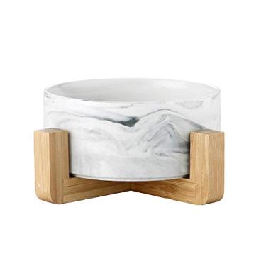 Imagem de Tigelas de cerâmica para animais de estimação AG-UNICORN com suporte – Tigela de água para gatos e pratos – Tigelas de alimentação confortáveis para animais de estimação pesadas e sem ponta – Seguro para lava-louças e fácil de limpar