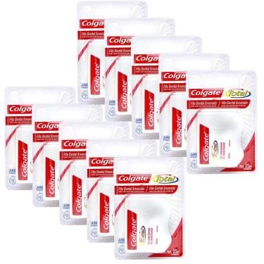 Imagem de Kit 10 Fita Dental Colgate Total Encerada 25m