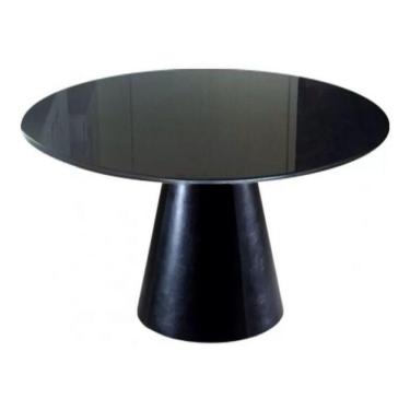 Imagem de Mesa de Jantar Cone 120cm Laqueada e Vidro 4mm Preto