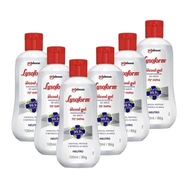 Imagem de Kit 6 Álcool em Gel Lysoform Higienizador para as Mãos Neutro 100ml