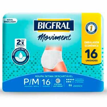 Imagem de Roupa Íntima Bigfral Moviment Unissex P/M 16 Unidades