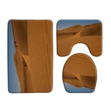 Imagem de Tapete de banho de areia de praia 3d conjunto de 3 peças tapete antiderrapante tapete de banheiro tapete capa de banheiro almofada em forma de u produtos de banheiro, 33944J, 3 pcs tapetes, 450mmx750mm