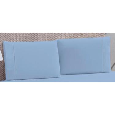 Imagem de Fronhas Para Travesseiro Avulsas Em Ponto Palito Algodão Azul - Bruceb