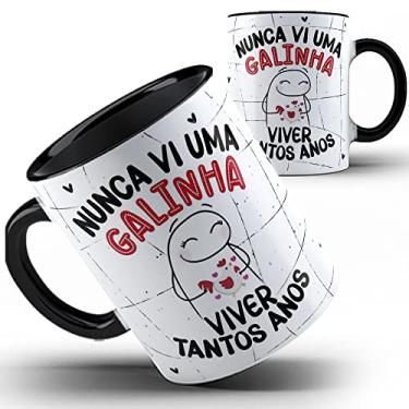 Imagem de Caneca preta Flork amiga Galinha viver tanto