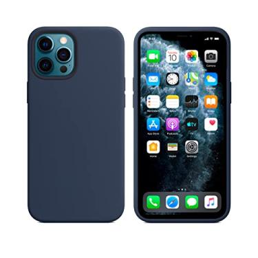 Imagem de Capinha Colorida Compatível Com iPhone 13 PRO MAX Vermelha ,Preta, Laranja, Amarela, Azul, Rosa, Pink, Branca, Lilás, Marrom, Verde, Roxo, Case Slim Flexível Aveludada Com 3 Camadas De Proteção PREMIUM ONYK (Azul-escuro)