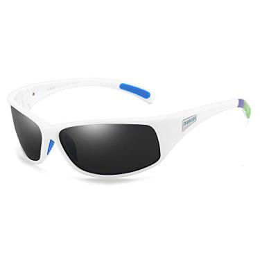 Imagem de DUBERY Óculos de sol masculinos polarizados esportivos UV400 para ciclismo ao ar livre Óculos de pesca D258, White/Black, Frame Width: 144mm