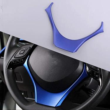 Imagem de MIVLA Azul interior decoração do volante guarnição do carro, para Toyota C-HR 2016 2017 2018 2019 2020 acessórios interiores do carro