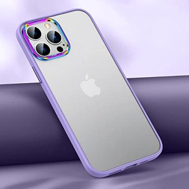 Imagem de Capa magnética de acrílico fosco de luxo para iphone 13 pro max para iphone 12 pro max colorida lente mental capa de silicone, lavanda, para iphone 13 pro