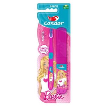 Imagem de Escova De Dente Infantil Barbie Com Estojo Condor